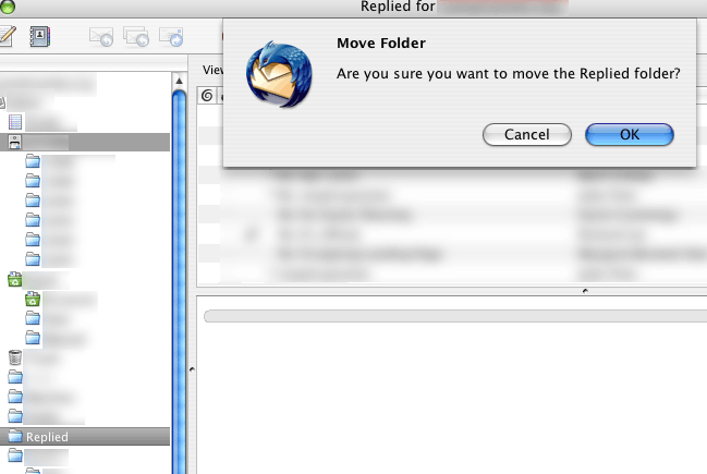 Dialog window asking for folder move confirmation